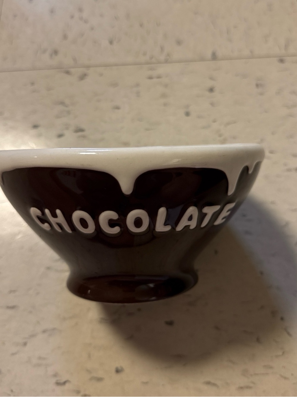 Pottery Barn Brown & White 'Chocolate' Ceramic Drip Bowl